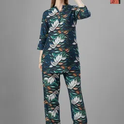 TITTLI Pack Of 2 Printed Mandarin Collar Tunic With Trousers Co-Ords-picture-14