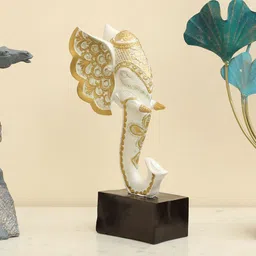 vedas S-Rya White & Gold-Toned Elephant Showpiece-image-18