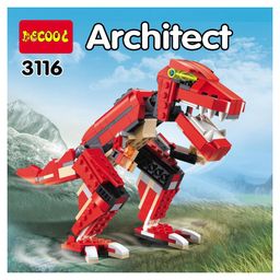 PLUSPOINT 3-in-1 Dinosaur Blocks Pack of 3 - Red image 4