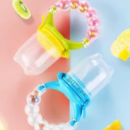 BitFeex Baby Pacifier Nibbler New Born With Rattle Handle Silicone Fresh Fruit Safe Kids Soother Feeder -Color may vary, Pack of 1 pcs image 4