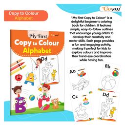 gowoo My First Copy to Colour - Alphabet, Animals, Birds, Flowers, Fruits, Colours, Numbers, Transport, Vegetables and Flags : Colouring fun for kids, Copy and colour book | Combo of 10 Copy to Colour Books image 4