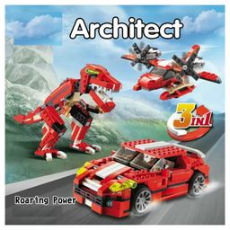 PLUSPOINT 3-in-1 Dinosaur Blocks Pack of 3 - Red image 5