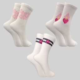 TRAZO Women Pack Of 3 Patterned Printed Calf-Length Socks-image-97