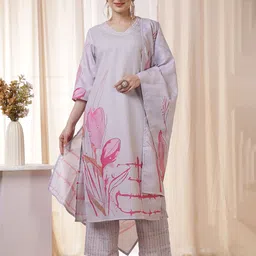 Anouk Women Floral Print Regular Pure Cotton Kurta with Trousers & Dupatta-picture-8
