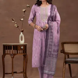 Libas Ethnic Motifs Printed Zari Straight Kurta with Palazzos & Dupatta image 4