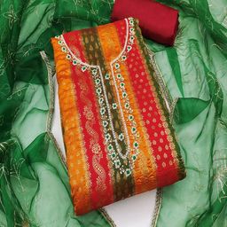 ASISA Embroidered Art Silk Unstitched Dress Material-image-65