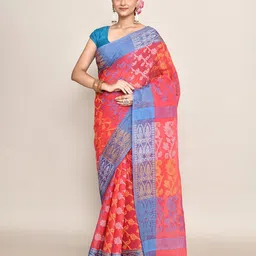 PUKU Woven Design Pure Cotton Taant Saree-picture-46
