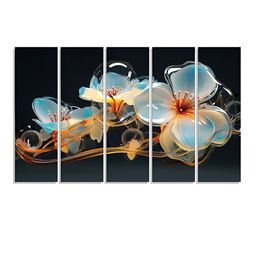 RANDOM Vinyl Black & Blue 5 Piece Floral Printed Canvas Wall Paintings-picture-47