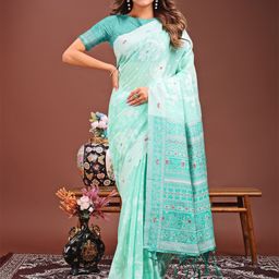 Panzora Woven Design Zari Linen Blend Saree-30