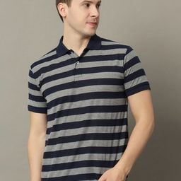 GET GOLF Men Striped Polo Collar Cotton T-shirt-image-101