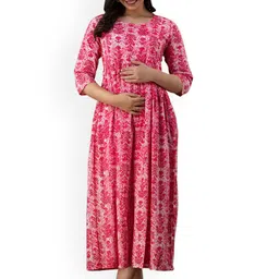 NITVAN Women Floral Printed Gotta Patti Maternity Kurta-image-134