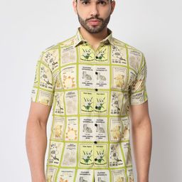 SHANLIYA Men Classic Fit Spread Collar Floral Printed Cotton Casual Shirt-image-68