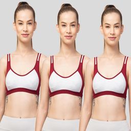 ULLAS Women Pack of 3 Full Coverage Lightly Padded Cotton Workout Bra-22
