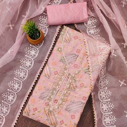 Panzora Printed Organza Unstitched Dress Material-image-81