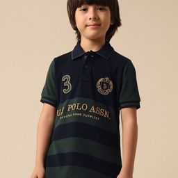 u.s. polo assn. kids Uspa Kids Boys Horizontal Striped Regular Fit Polo Cotton T-shirt-picture-46