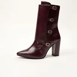Theater Women Buckle Detail Block-Heeled Winter Boots-image-58