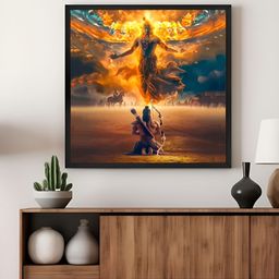 999Store Orange & Blue Canvas Krishna Divine Religious Wall Art-image-54