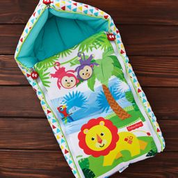 Fisher Price 3 in 1 Baby Carry Nest Monkey & Lion Print - Blue-image-5