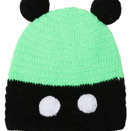MayRa Knits Ears Applique Dual Shaded Woolen Cap - Black-picture-41