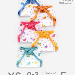 Babyhug Muslin Cloth Nappy Set of 5 Extra Small - Multicolor Printed-12