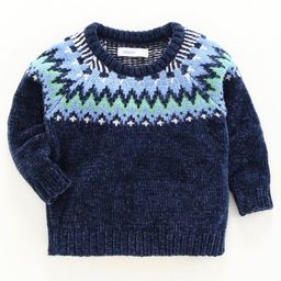 Babyoye Full Sleeves Acrylic Jacquard Sweater Chevron Design - Navy Blue-image-38