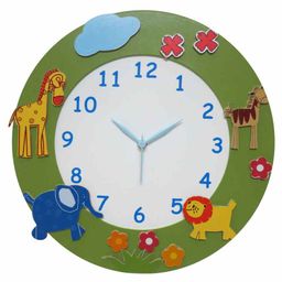 Kidoz Battery Operated Silent Movement Animal Premium Clock - Green-4