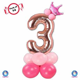Shopperskart Third Birthday Balloon Decoration Kit Rose Gold - Pack of 14-image-90