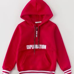 Kookie Kids Full Sleeves Hooded Sweatshirt Exploration Print - Red-picture-11