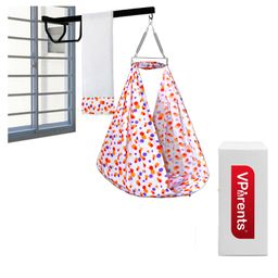 VParents Preemie Baby Swing Cradle with Mosquito Net Spring  and metal window cradle hanger - Orange-27