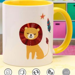 Pine Kids Ceramic Mug Lion Print Yellow - 330 ml-25