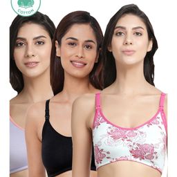 Inner Sense Pack Of 3 Organic Cotton Antimicrobial Soft Nursing Bra - Multicolor-image-82