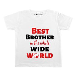 KNITROOT Half Sleeves Best Brother In The Whole World Print Tee - White-image-55