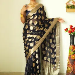 VILLE FASHION Ethnic Motifs Woven Design Zari Kota Saree-picture-32
