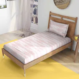 The Happy Pod Pink & White Abstract Pure Cotton Flat Single Bedsheet & 1 Pillow Cover-image-16