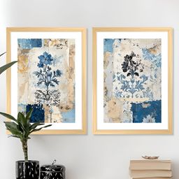 Art Street Blue & White 2 Piece Wood Floral and Botanical Wall Paintings-image-63