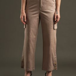 Globus Women Relaxed Mid-Rise Loose Fit Cargos Trousers-image-39