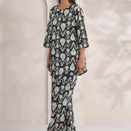 CRAFIQA Printed Round Neck Top With Trousers Co-Ords Set image 5