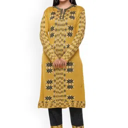 Woollen 4U Women Woven Design Self Design Kurta with Trousers-picture-45