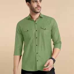 ETHNIC TRENDZ Men Olive Green Comfort Casual Shirt-image-27