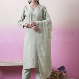 Fashion Basket Women Ethnic Motifs Embroidered Regular Kurta with Pyjamas & Dupatta-image-81