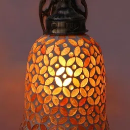 SOMIL Gold-Toned Printed Glass Cylinder Shaped Wall Lamp image 4