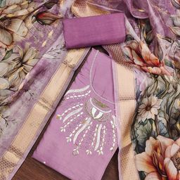 Blissta Floral Embellished Beads and Stones Unstitched Dress Material-image-81