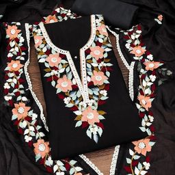 HERE&NOW Floral Embellished Unstitched Dress Material-image-102