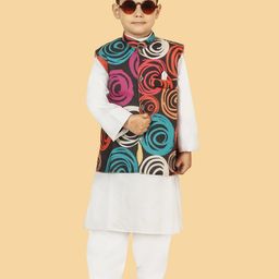 VISHESTA Multicoloured Cotton Blend Kurta & Pyjamas-image-91