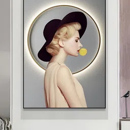 SMOKEY COCKTAIL Black & Grey Smokey Cocktail Blonde Blowing Canvas Painting Wall Art-image-17