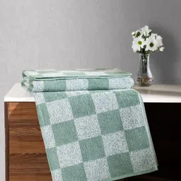 MYTRIDENT Green & White Printed Cotton 450 GSM Bath Towel-55