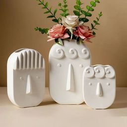 ArteCasa Muse White Textured Ceramic Vase-image-41
