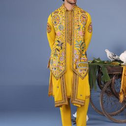 KALPRAAG Men Floral Embroidered Regular Sequinned Kurta with Trousers & With Dupatta-picture-24