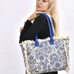 LULU & SKY Floral Printed Oversized Structured Hobo Bag with Quilted image 2