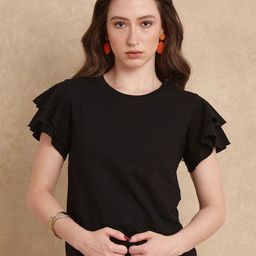 RAREISM Women Extended Sleeves Cut Outs T-shirt-image-58
